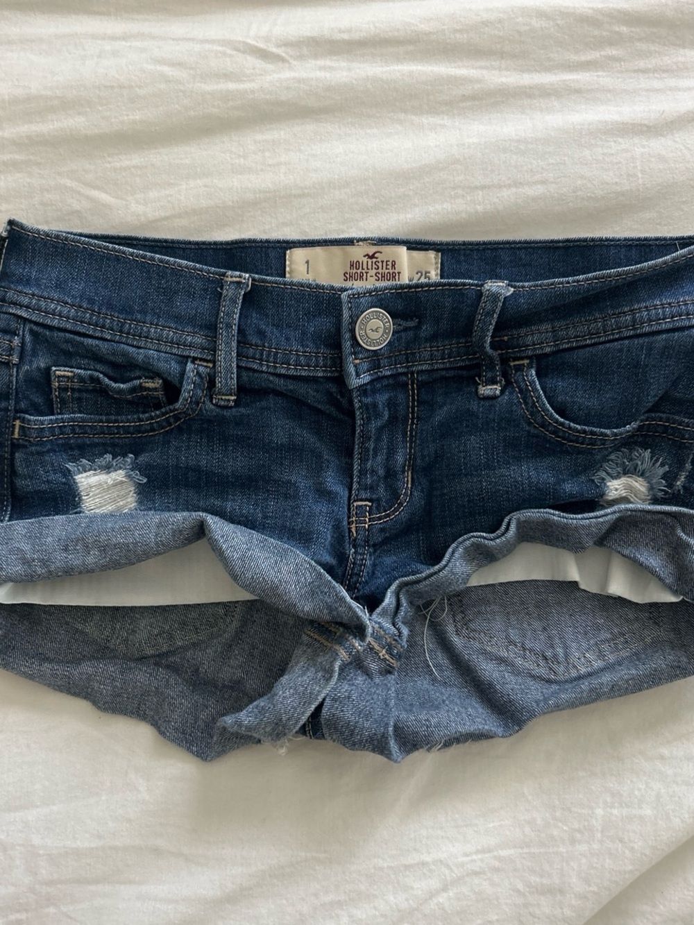 Hollister Dark Indigo Rolled Hem Denim Short-Shorts